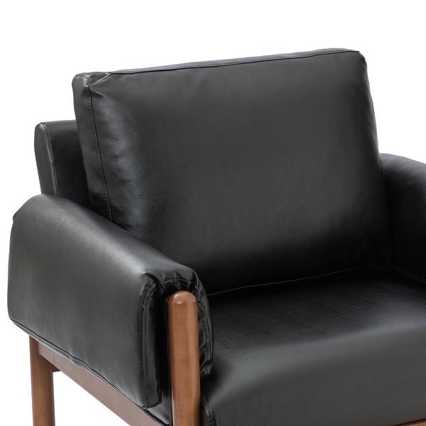 Tiago Comfy Living Room Accent Armchair with Solid Wood Legs by HULALA HOME