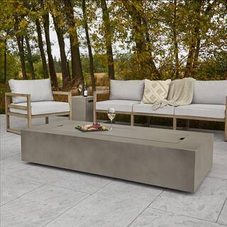 Real Flame Aegean 70 in. L x 32 in. W Outdoor Powder Coated Steel Rectangle Propane in Mist Grey Fire Table with NG Conversion Kit C9814LP-MGRY