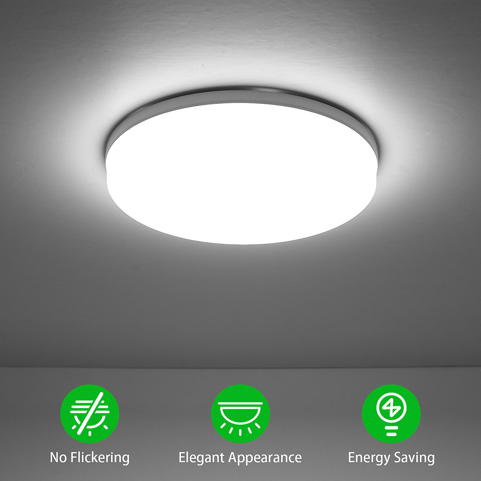 Leds Ceiling Light Flush Mounting 24w Round Ceiling Lamp For Kitchen Bedroom Hallway (6500-7000k White Light) No.201679