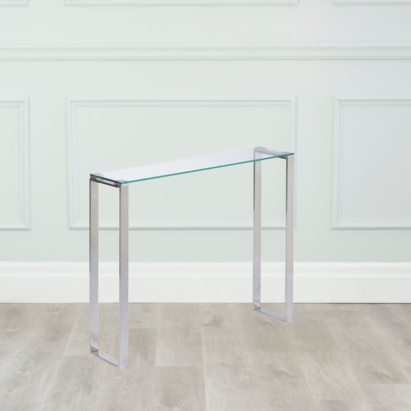 Gem Modern Tempered Glass and Stainless Steel Console Table (3 Size Options)