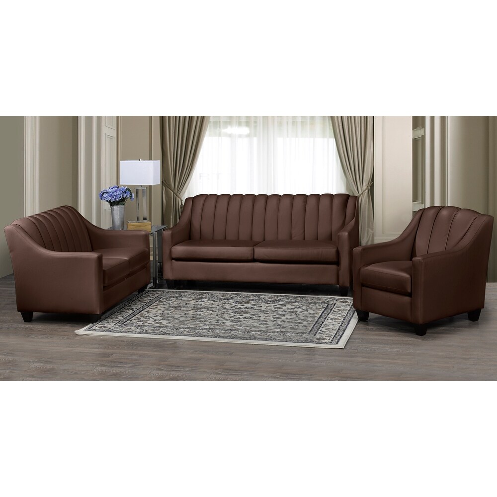 Edgware Top Grain Leather Sofa  Loveseat and Armchair Set