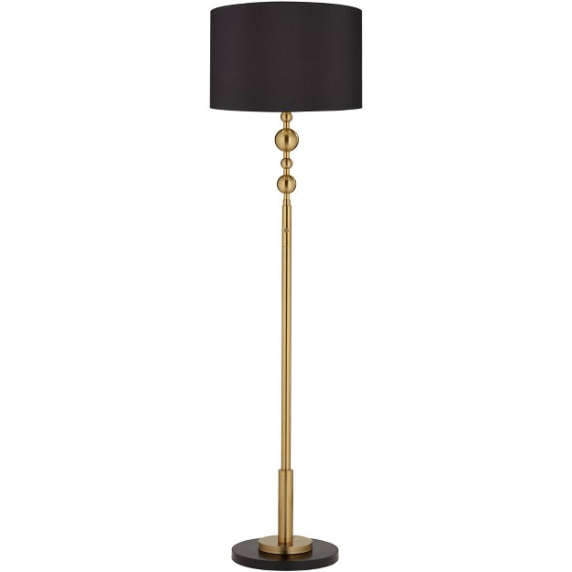 Tall Floor Lamp Warm Gold Matte Black Light Blaster Drum Shade For Living Room Bedroom