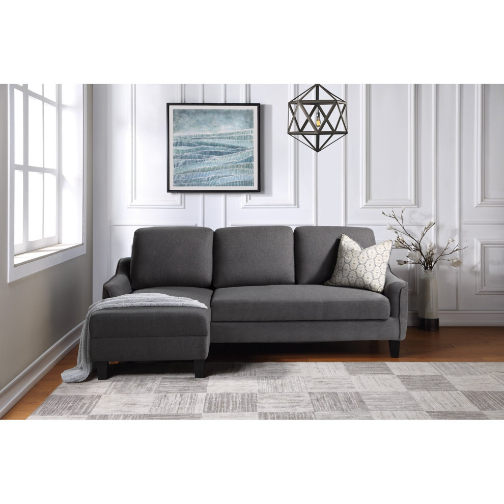 Multipurpose Sleeper Sofa  Polyester Seat With Chaise Lounge  ampSloped Arms   Transitional   Sleeper Sofas   by Decorn  Houzz