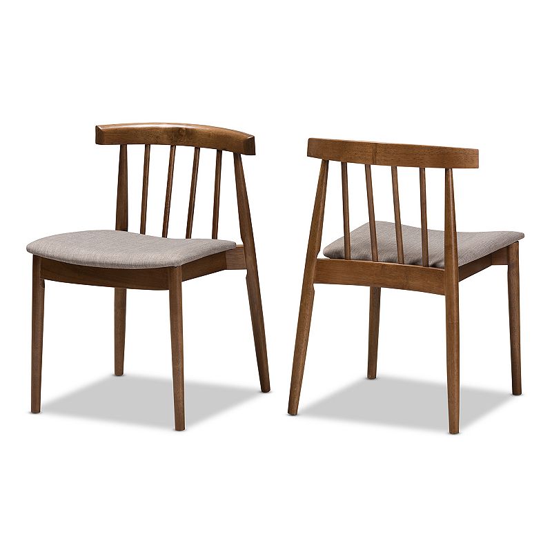 Baxton Studio Mid-Century Walnut Dining Chair 2-piece Set