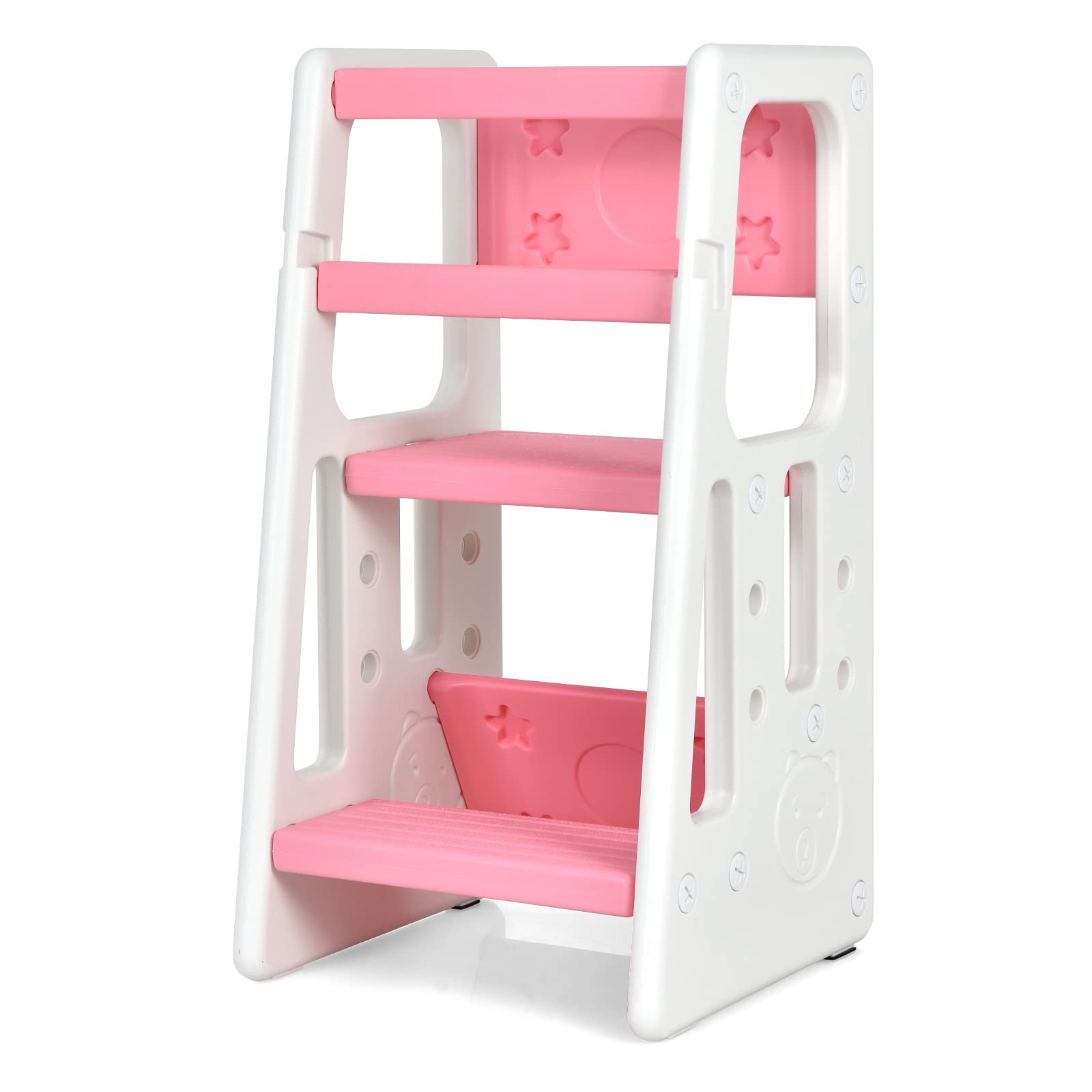 Costzon Kids Kitchen Step Stool with Double Safety Rails