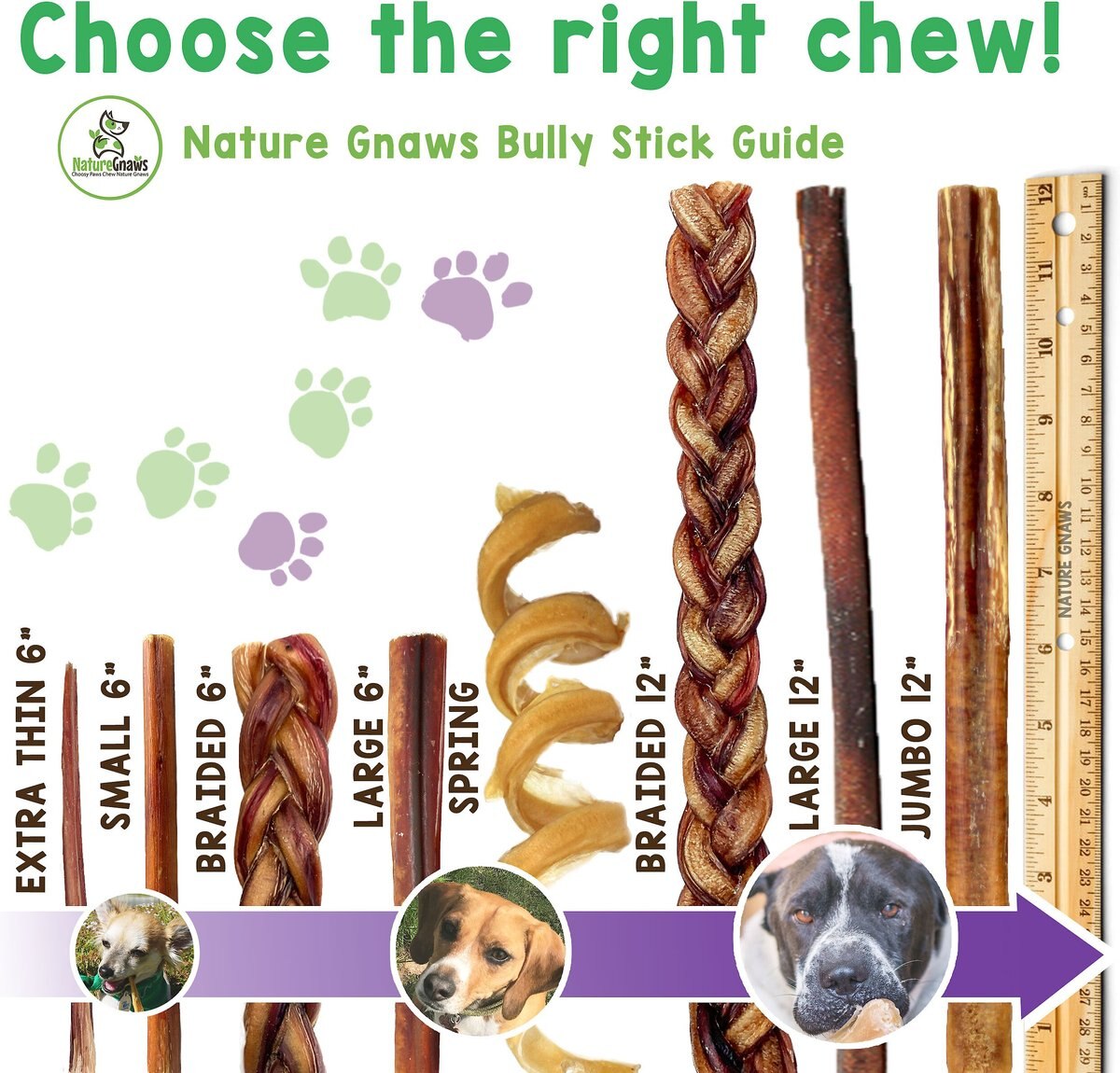 Nature Gnaws Beef Bully Sticks 11-12-in Dog Treats