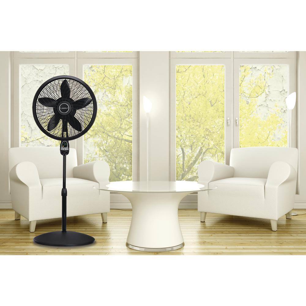 Lasko Adjustable-Height 16 in. 3 Speed Black Oscillating Pedestal Fan 2521