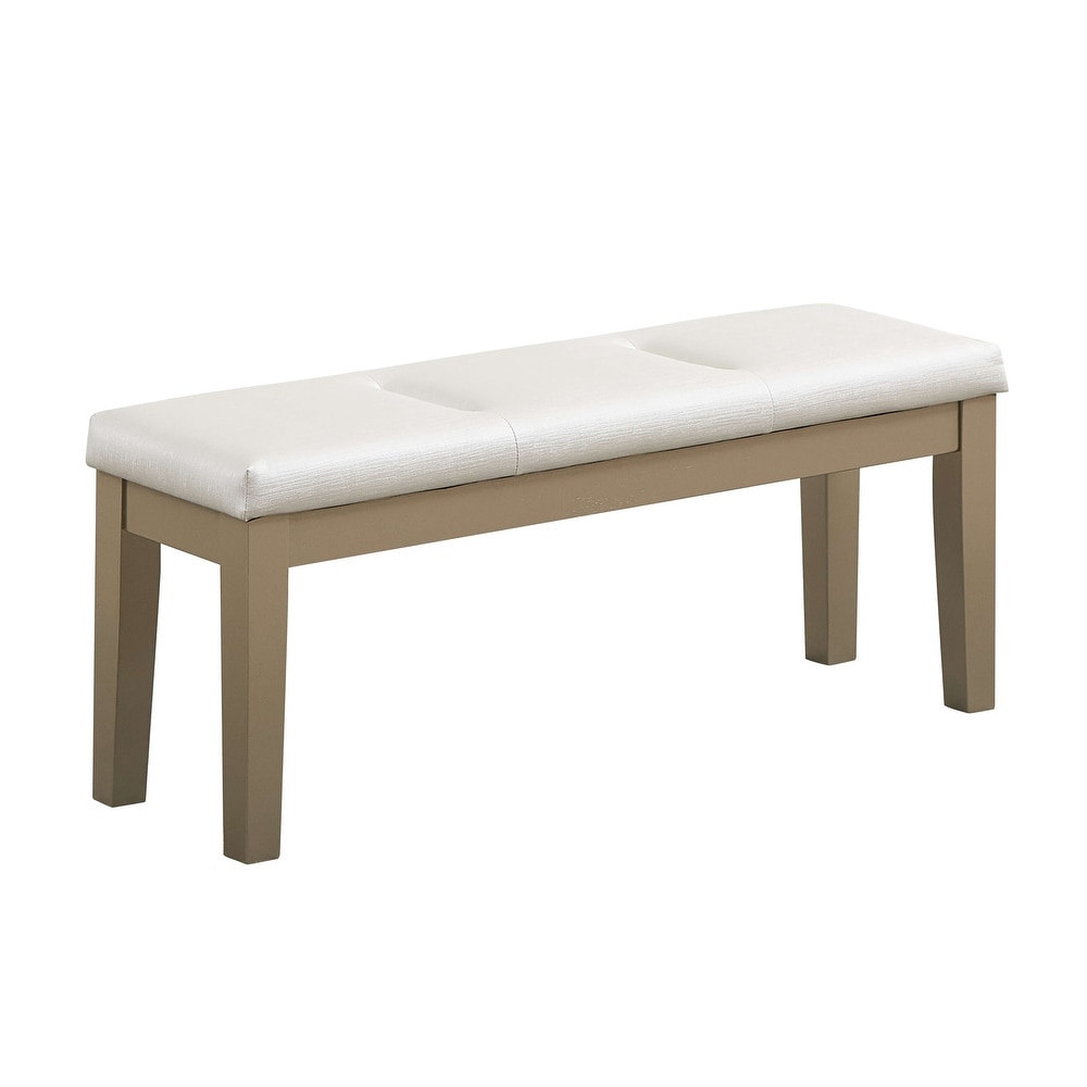 Upholstered Dining Bench  White / Gold