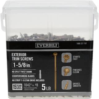 Everbilt #8 x 1-58 in. Star Drive Trim-Head Wood Screw 5 lbs.-Box (1042-Piece) 117362