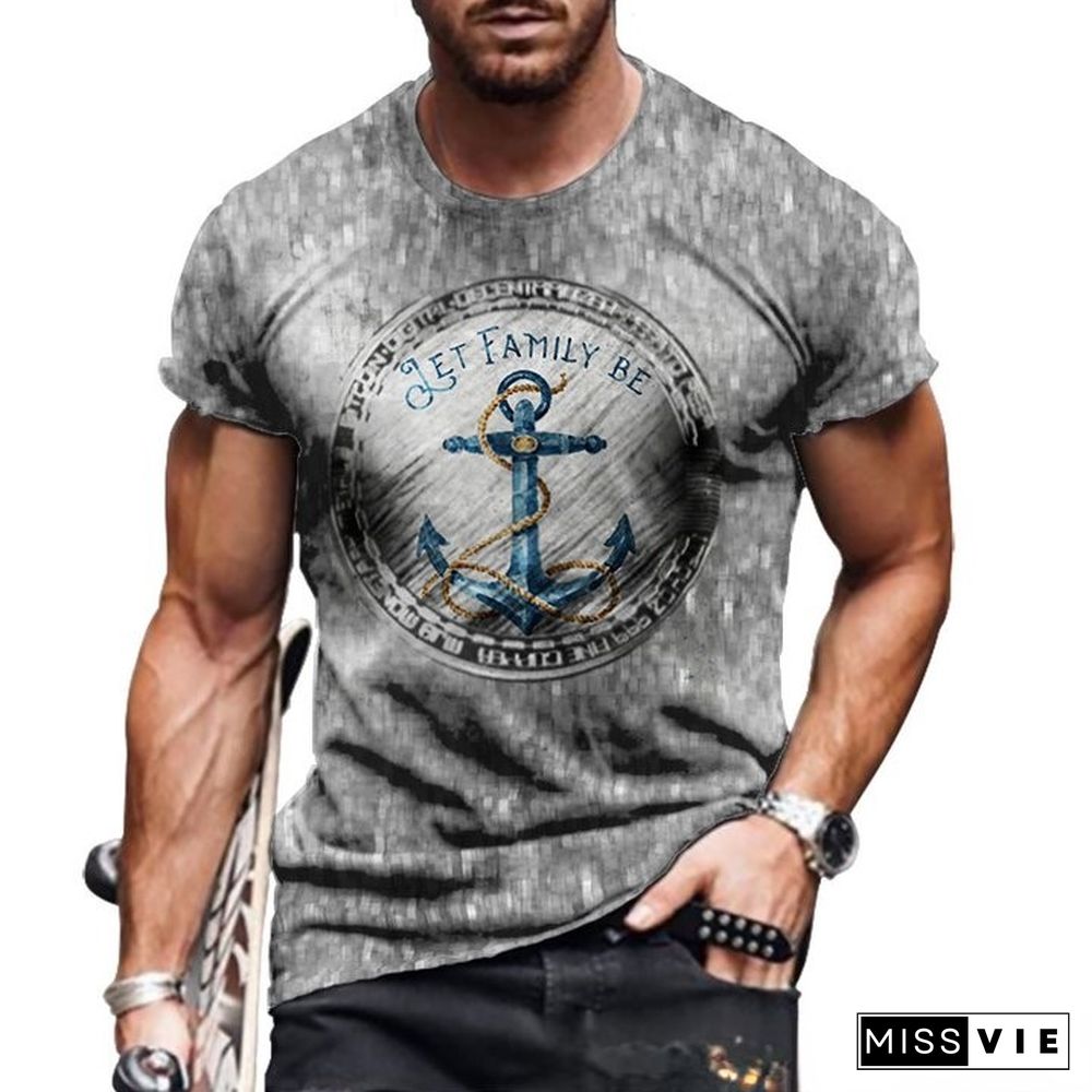 Crew Neck Personalized Short Sleeve T-shirt 3d Digital Print