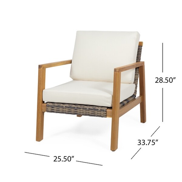 Nova Acacia Wood and Wicker Outdoor Club Chair by Christopher Knight Home