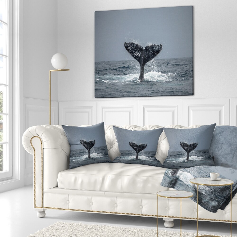 Designart 'Large Humpback Whale Tail' Animal Throw Pillow