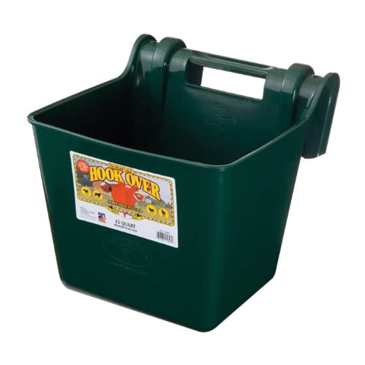 Little Giant Heavy Duty 15 Quart Mountable Plastic Hook Feeder， Green (4 Pack)