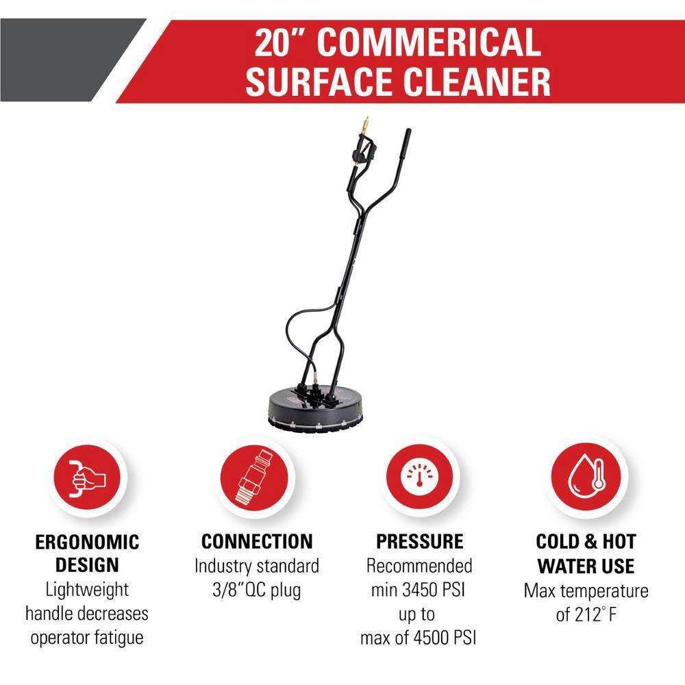 SIMPSON Universal 20 in. Surface Cleaner for HotCold Water Pressure Washers Rated Between 3450 PSI and 4500 PSI 80182