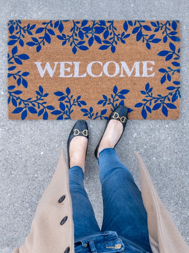 Blue Floral Doormat