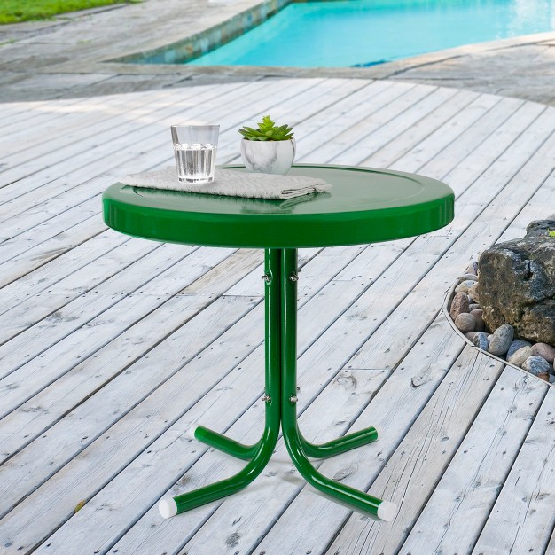 Outdoor Retro Round Tulip Metal Side Table Green