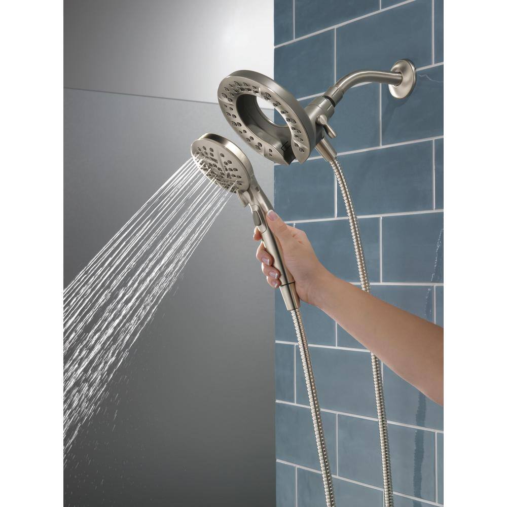 Delta In2ition 5-Spray Patterns 1.75 GPM 6.63 in. Wall Mount Dual Shower Heads in Satin Nickel 75585SN