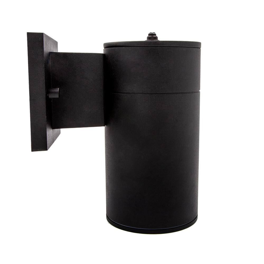 Maxxima Black LED Outdoor Wall Cylinder Light with Dusk to Dawn Sensor MEL-14125W