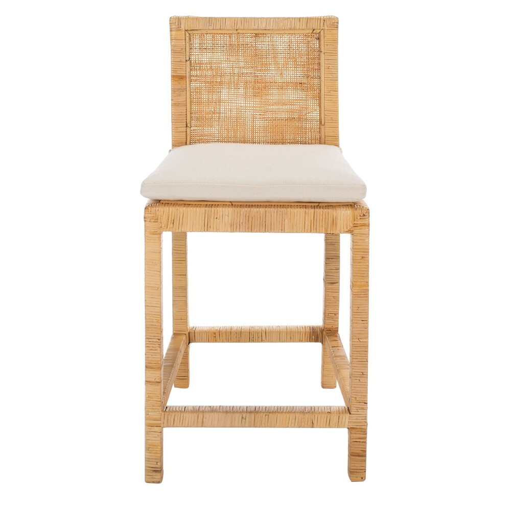 SAFAVIEH Tojo 24 inch Cane Counter Stool with Cushion   22.6\