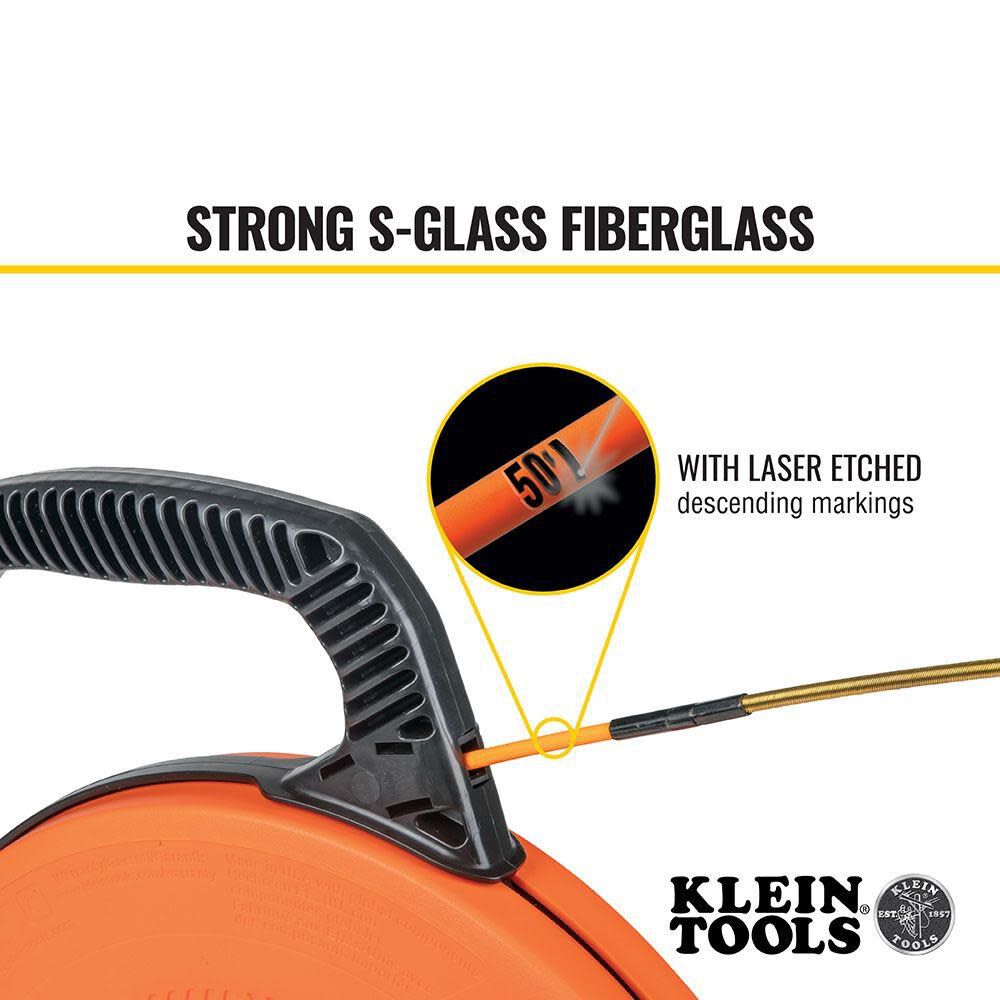 Klein Tools 50' Fiberglass Fish Tape w/ Leader 56350 from Klein Tools