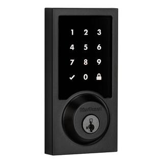 Kwikset SmartCode 916 Z-Wave Touchscreen Contemporary Matte Black Single Cylinder Keypad Electronic Deadbolt with SmartKey 916CNTZW500514S