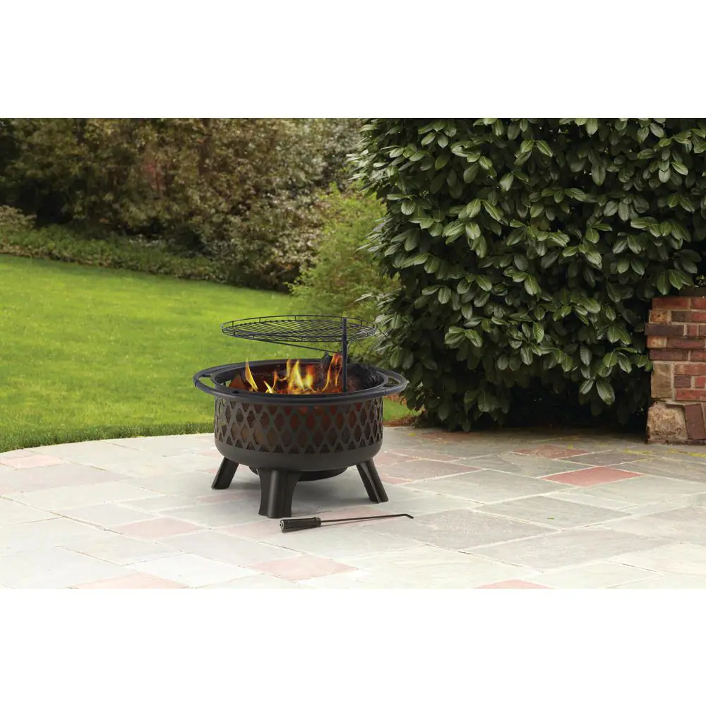 Hampton Bay OFW992RA Piedmont 30 in. Steel Fire Pit in Black with Poker