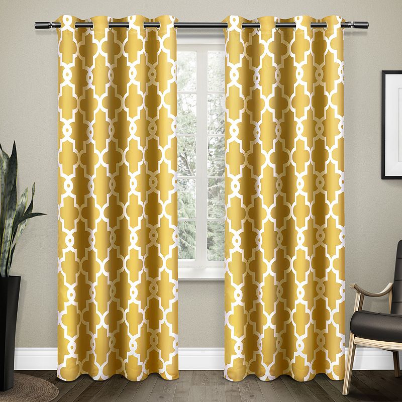 Exclusive Home 2-pack Ironwork Sateen Woven Blackout Window Curtains