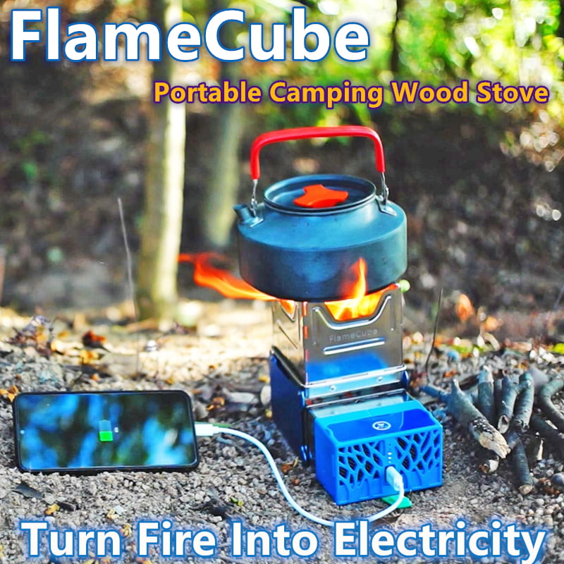 Snow deer Flame Cube Portable Wood Buring Camp Stove Outdoor Folding Backpacking Stove With Battery To Power USB Charging 2022