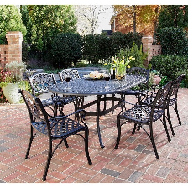 Sanibel Black Aluminum 7 Piece Outdoor Dining Set