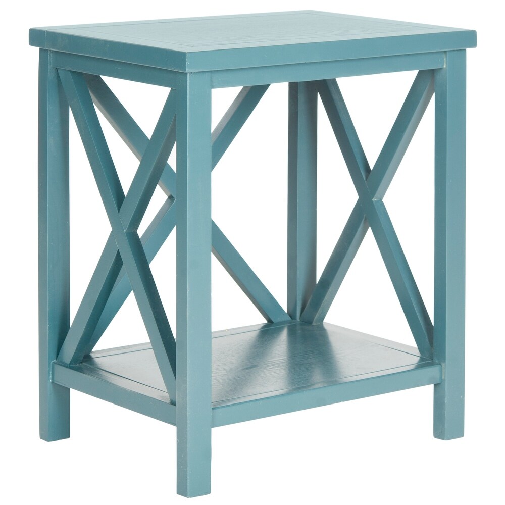 SAFAVIEH Candence Teal Cross Back End Table   18.1\