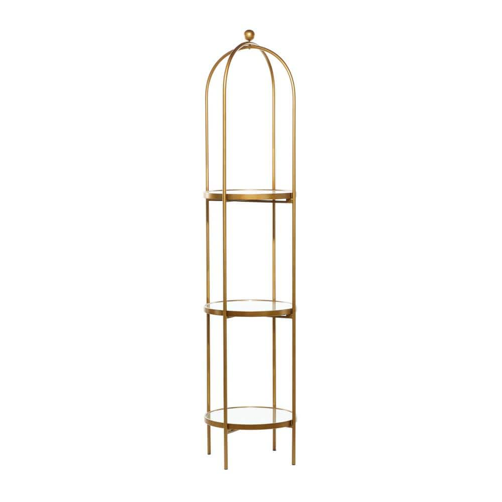 Litton Lane 73 in. x 18 in. Gold Metal Glam Wall Shelf 43307