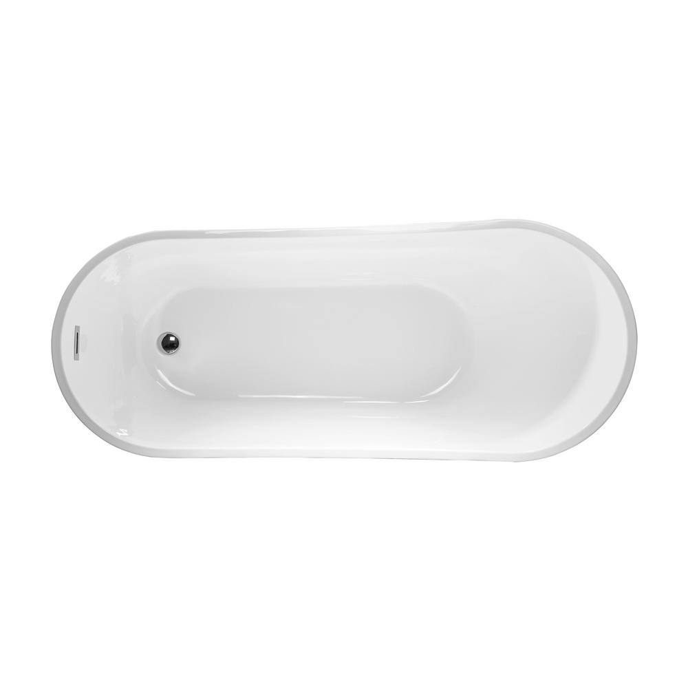 Vanity Art Clermont 59 in. Acrylic Freestanding Flatbottom Bathtub in White VA6904-S