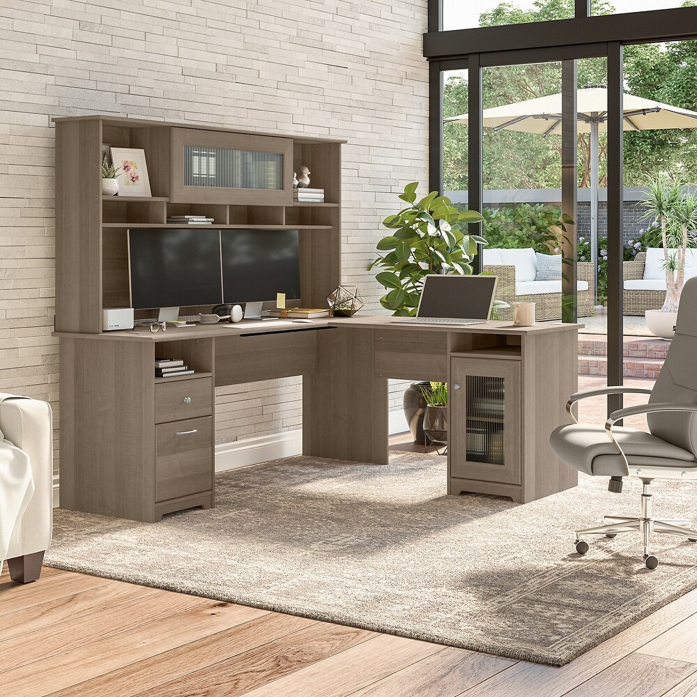 Cabot 72W L Shaped Desk with Hutch and Storage by Bush Furniture