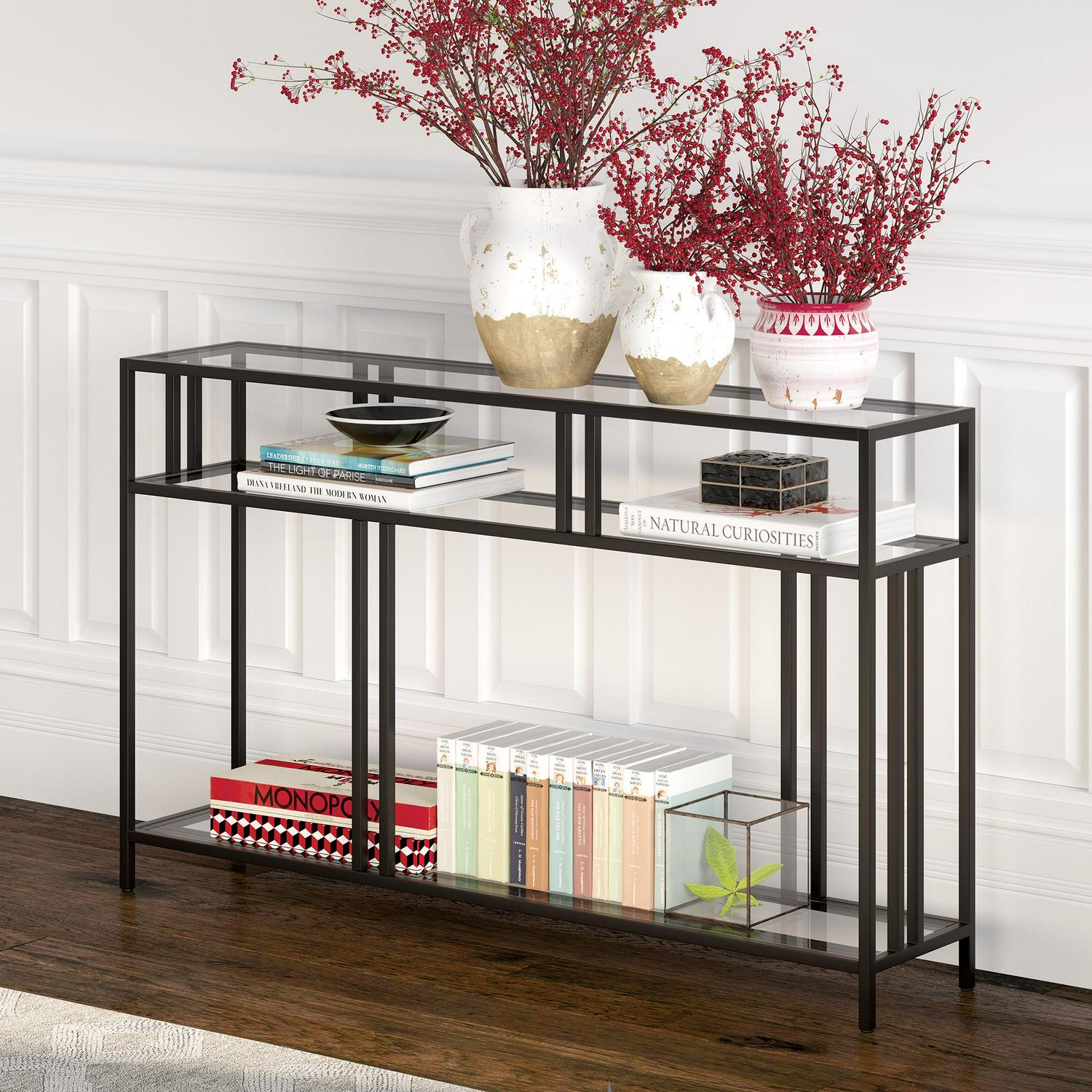 Industrial Metal TV Stand with Glass Shelves  Crowdfused