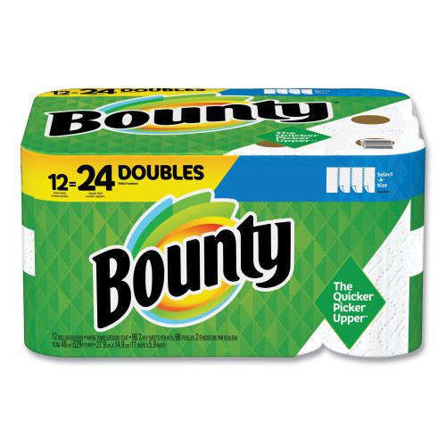 Bounty Select-a-Size Kitchen Roll Paper Towels， 2-Ply， 5.9 x 11， White， 98 Sheets/Roll， 12 Rolls/Carton (66541)