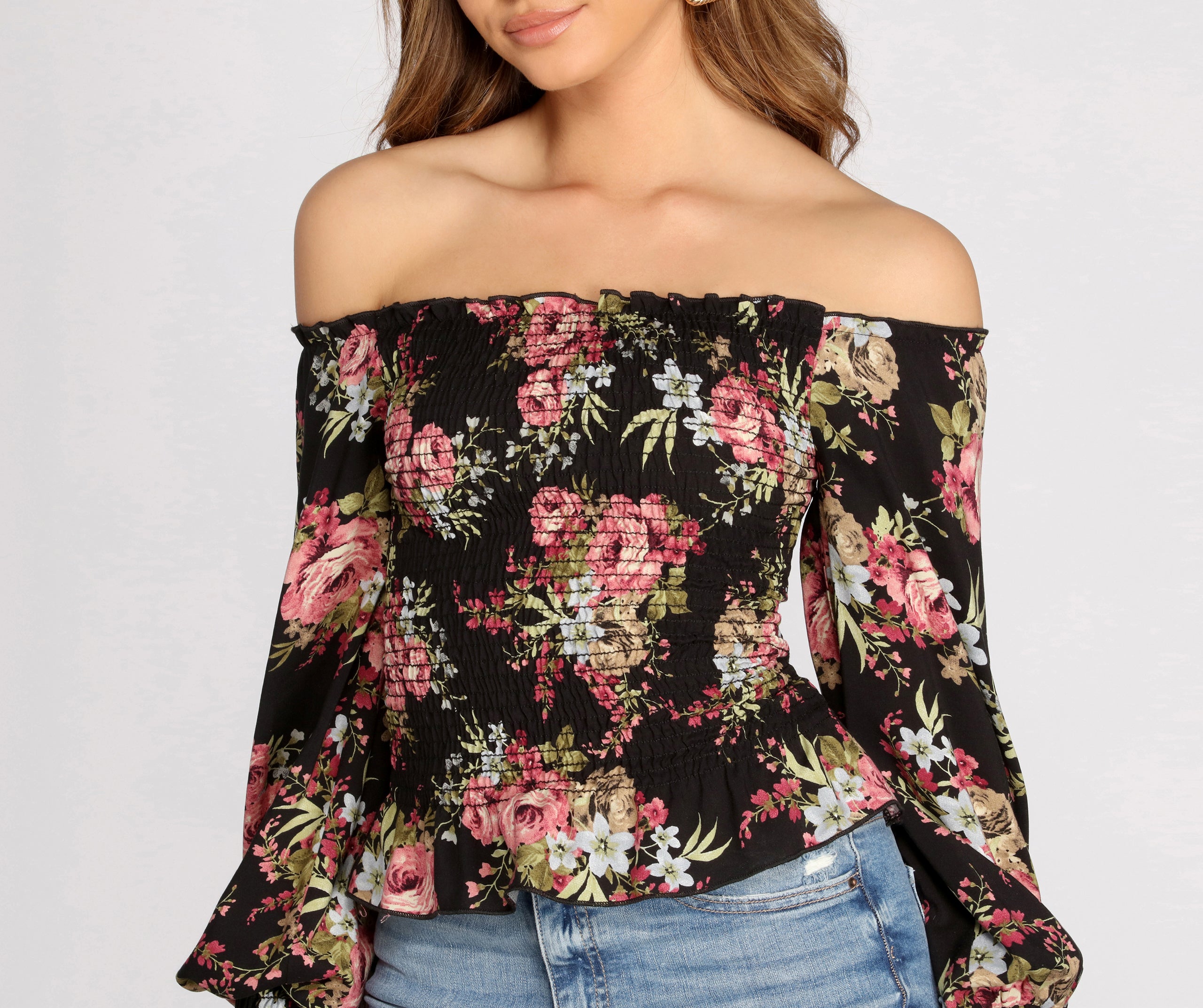 Floral Focus Off The Shoulder Top