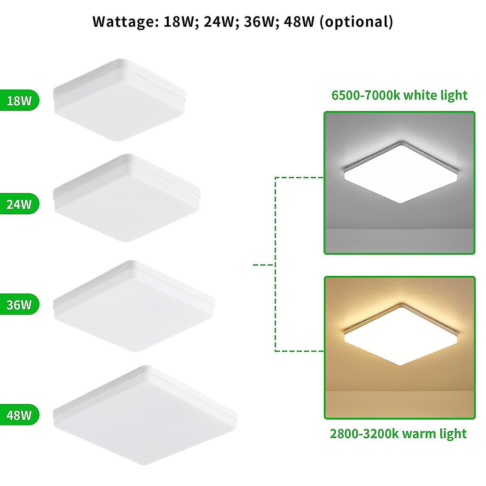 Leds Ceiling Light Flush Mounting 24w Square Ceiling Lamp For Kitchen Bedroom Hallway (6500-7000k