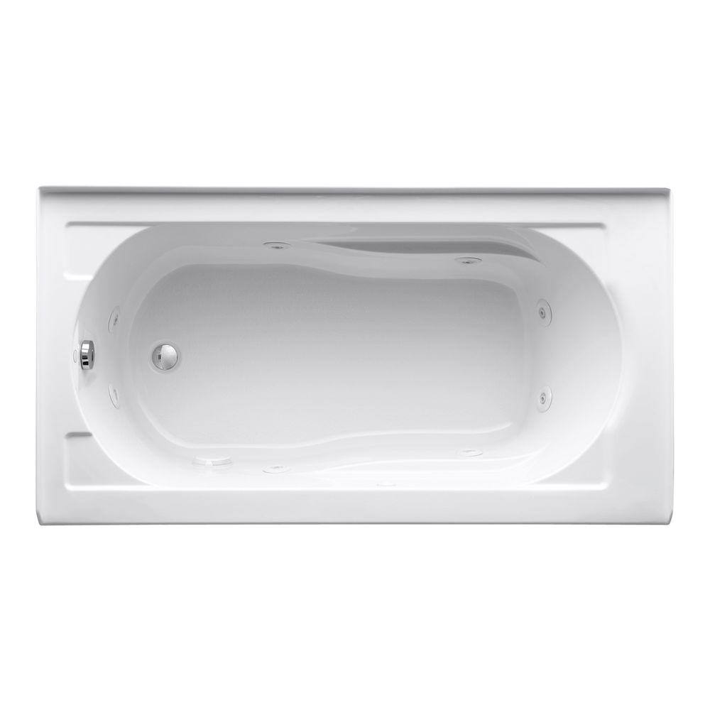 KOHLER Devonshire 5 ft. Acrylic Left Drain Rectangular Alcove Whirlpool Bathtub in White K-1357-HL-0