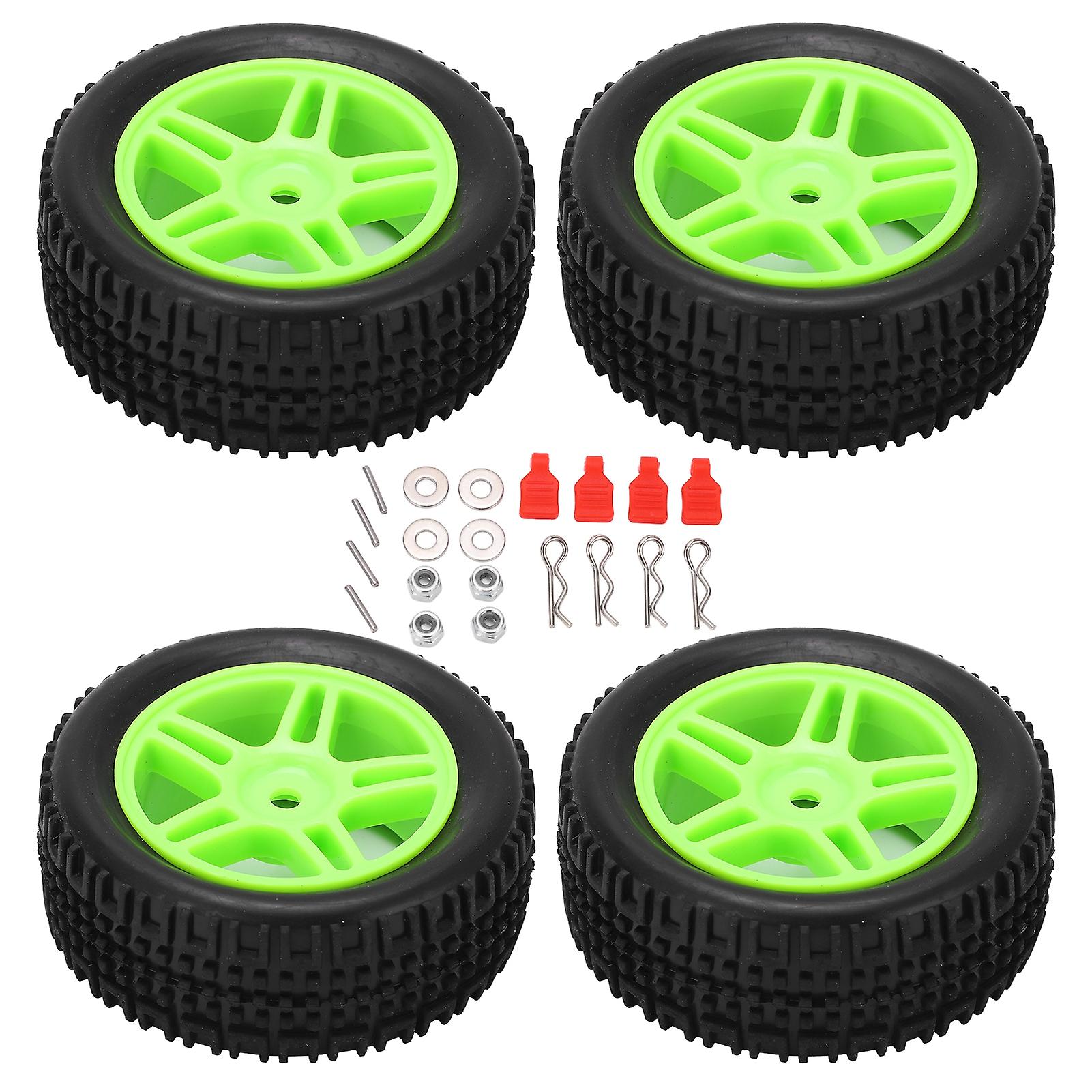 4pcs 75mm Rc Car Tire U Type Rubber Rc Vehicle Wheel Remote Control Car Tire For Wltoys 144001 1/14 Rc Cargreen