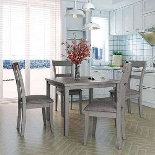 Harper  Bright Designs Light Gray 5-Piece Industrial Wooden Dining Sets ST000010AAN