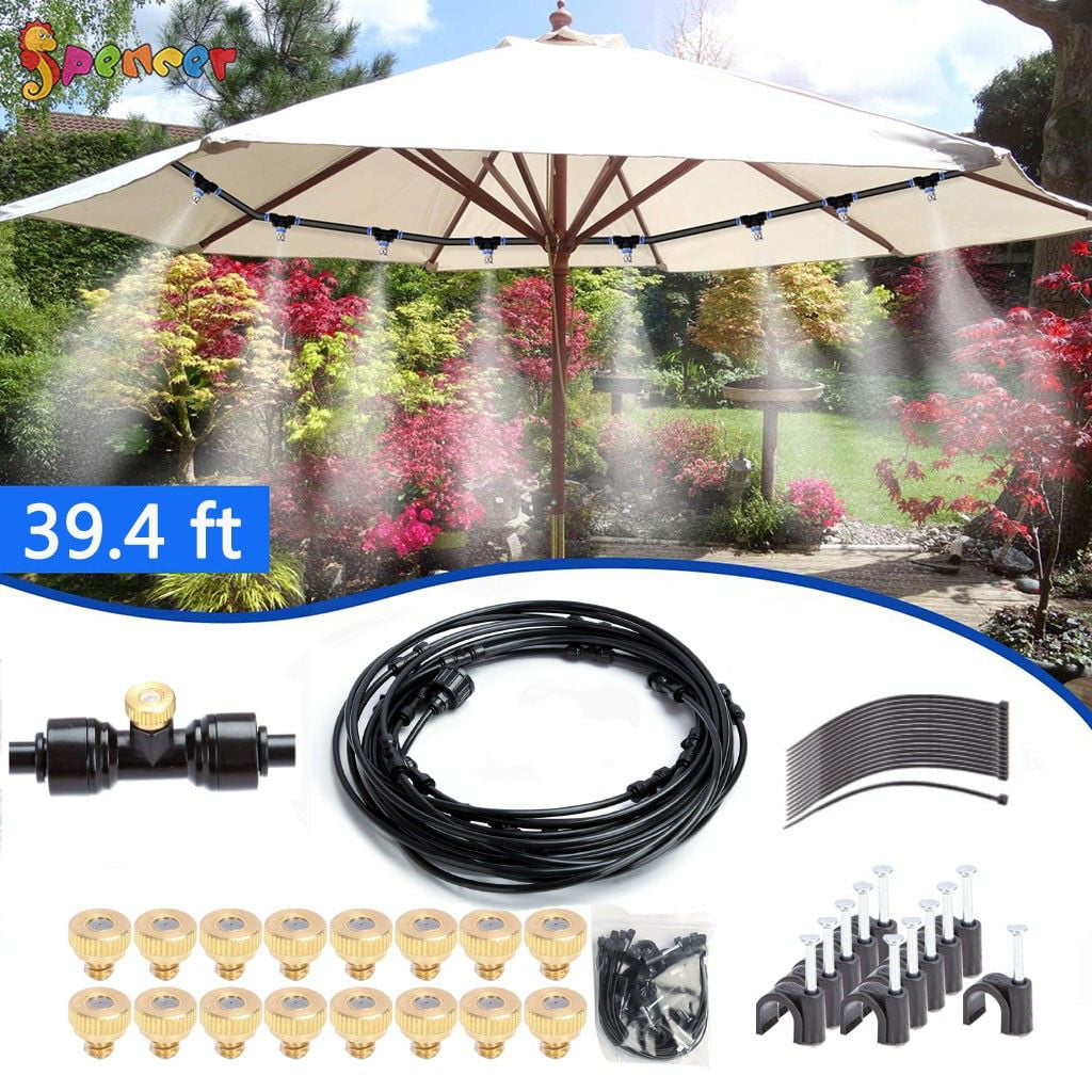 Spencer Water Misting Cooling System 12M/39.4FT Brass Misting Nozzles Outdoor Water Mister Automatic Watering System