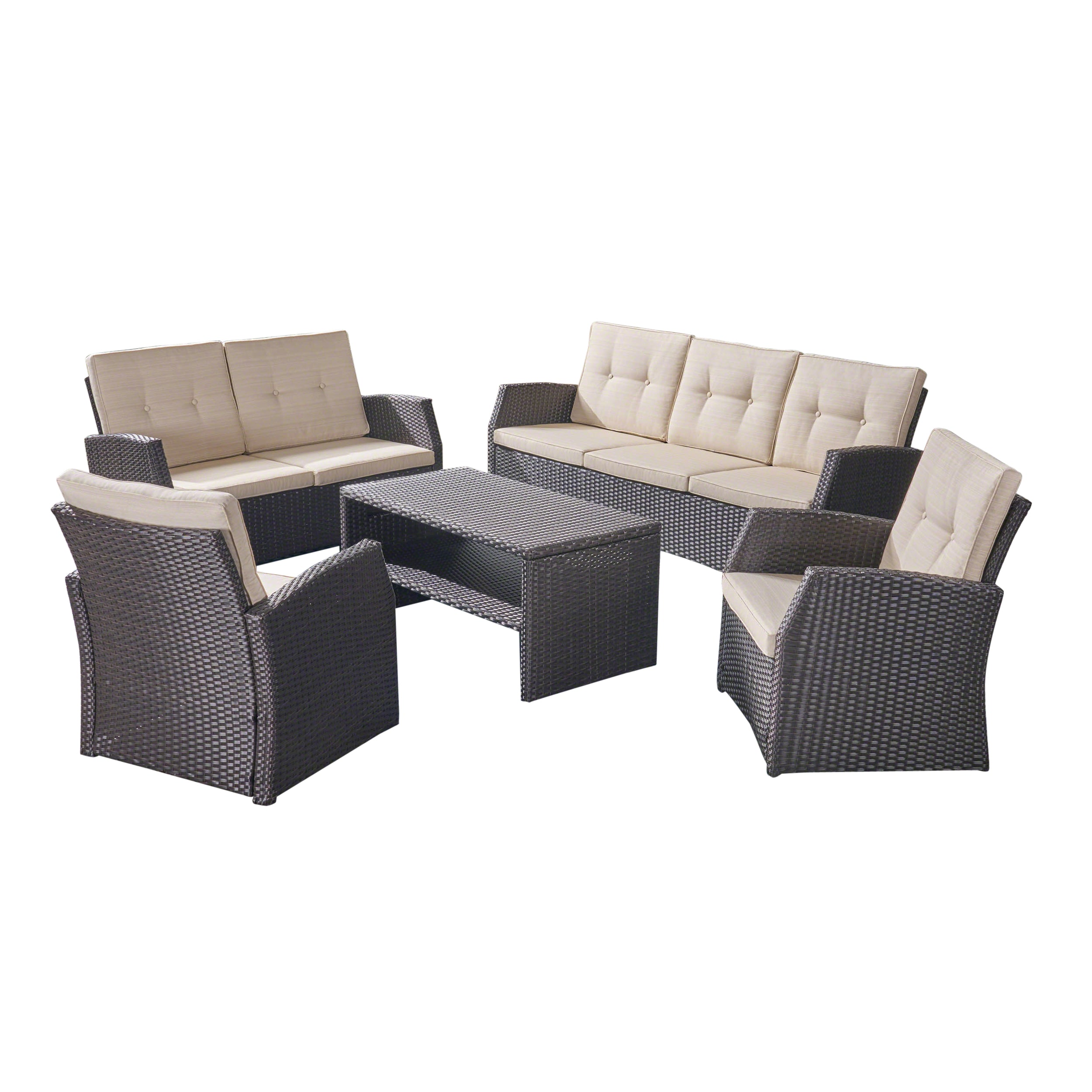 Roswell Outdoor 7 Seater Wicker Chat Set