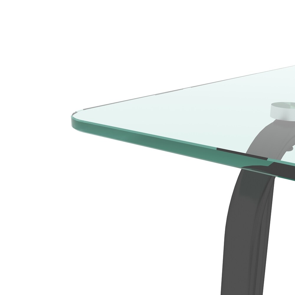 Modern Rectangle Tempered Glass Dining Table With Metal Frame