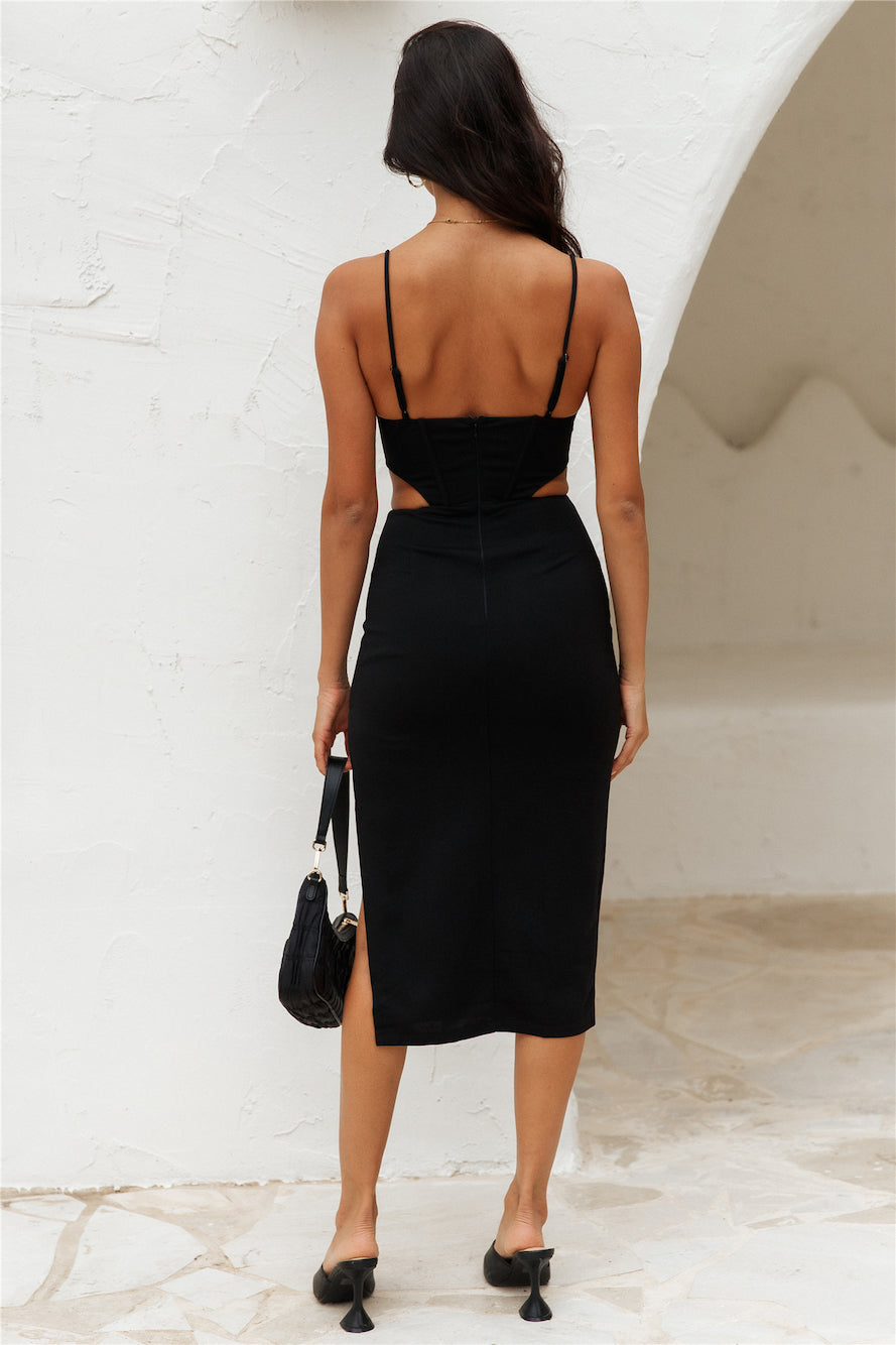 Wrong Number Midi Dress Black