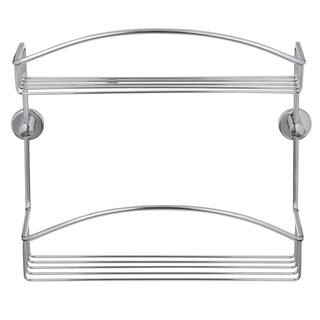 No Drilling Required Draad Rustproof Solid Brass Shower Caddy 12 in. Double Shelf in Chrome DK230-CHR