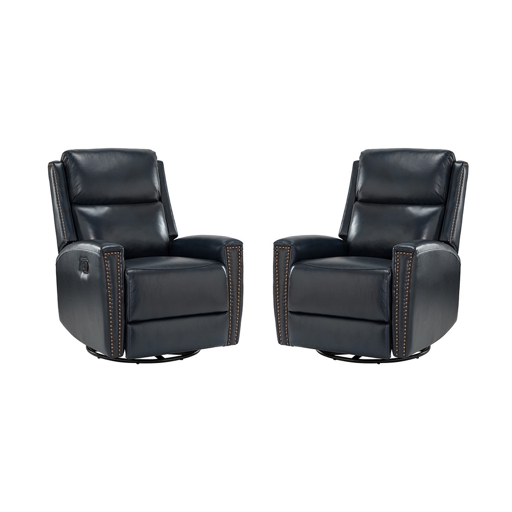 Fiacro 30.31''Wide Modern Genuine Leather Wingback Swivel Rocker Recliner With Tufted Back(Set of 2)