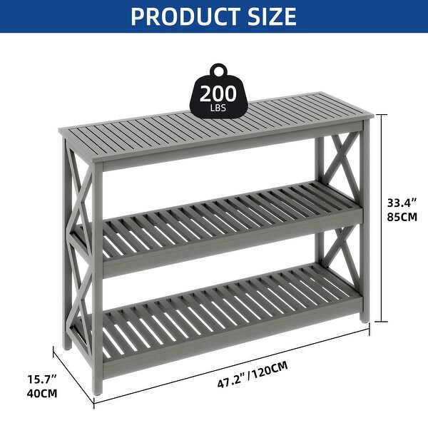 Moasis 3Tier Solid Wood Console Table AllWeather Resistant with Storage Shelves