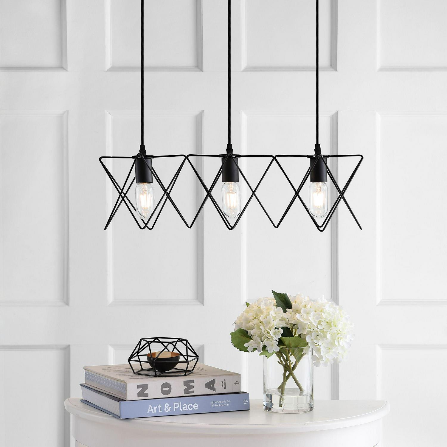 SAFAVIEH Pernille 3 Light 24 Inch Pendant | Black |