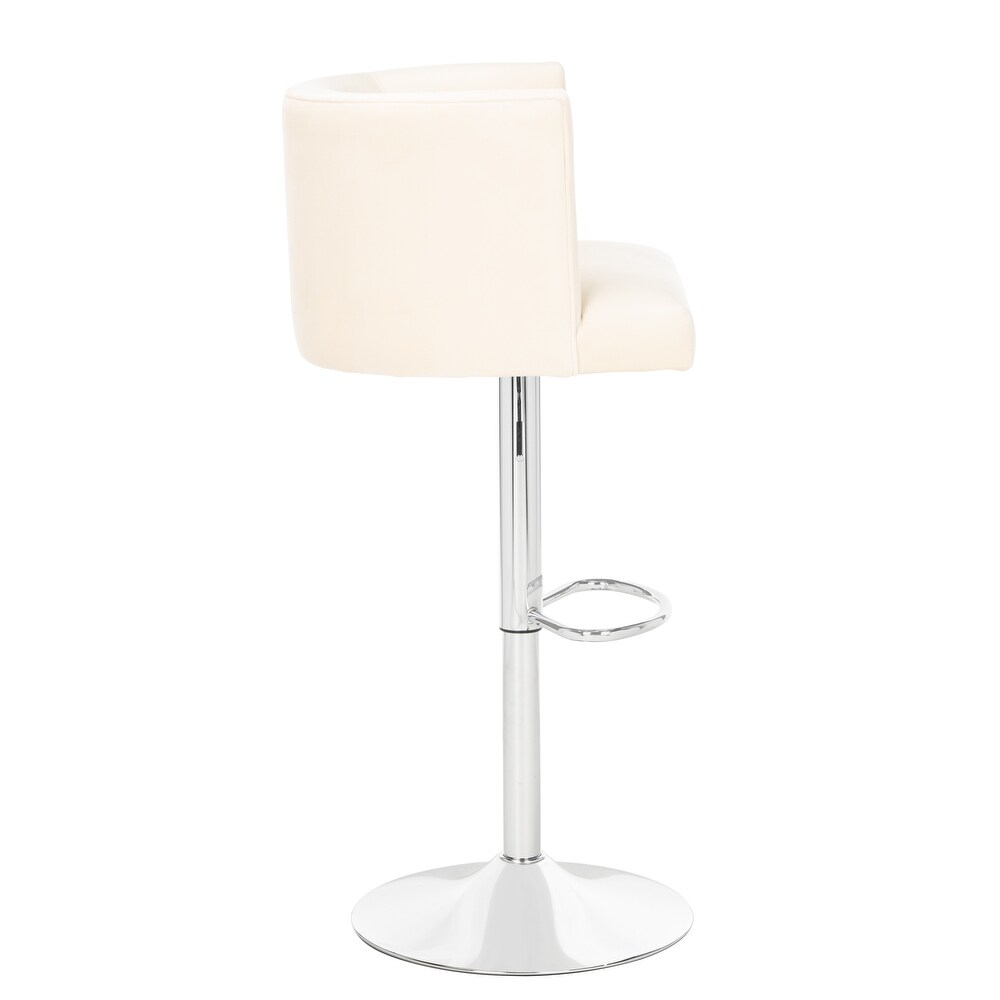 SAFAVIEH Couture Zayna Velvet/ Chrome Adjustable Bar Stool   21.3\