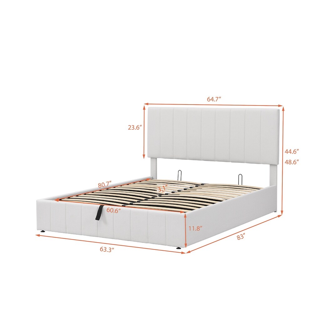 Upholstered Platform bed with a Hydraulic Storage System